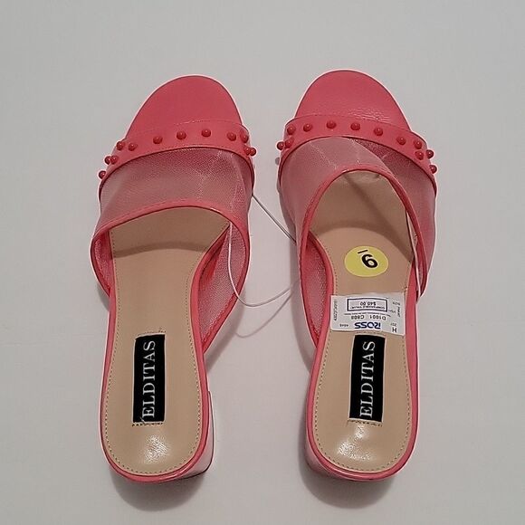 Elditas Naomi Coral Mesh Block Heel Sandals NWOB - Picture 5 of 9